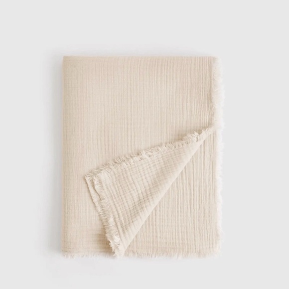 Quince Other - Quince Organic Cotton Gauze Throw Blanket in Natural Undyed 50”x60”
